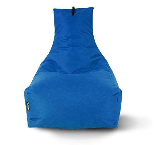 Lounge Sitzsack Liege Beanbag 32 Farben wählbar 90cm(Ø) Rückenlehne Bodenkissen Indoor Outdoor Sitzsäcke Gaming Kinder Bean Bag Erwachsene Riesensitzsack gefüllter Sessel (Blau) von BuBiBag