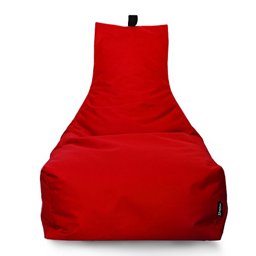 Lounge Sitzsack Liege Beanbag 32 Farben wählbar 90cm(Ø) Rückenlehne Bodenkissen Indoor Outdoor Sitzsäcke Gaming Kinder Bean Bag Erwachsene Riesensitzsack gefüllter Sessel(Rot) von BuBiBag