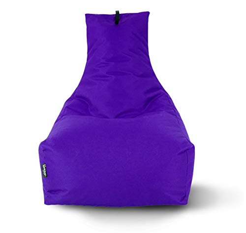 Lounge Sitzsack Liege Beanbag 32 Farben wählbar 90cm(Ø) Rückenlehne Bodenkissen Indoor Outdoor Sitzsäcke Gaming Kinder Bean Bag Erwachsene Riesensitzsack gefüllter Sessel (Lila) von BuBiBag