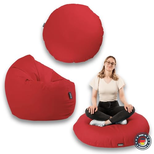 BuBiBag Sitzsack XXL, Sitzsack für Kinder & Erwachsene - Outdoor Sitzsäcke Indoor Beanbag - Sitzkissen für Kinder und Erwachsene (155 cm, Rot) von BuBiBag