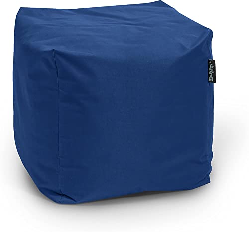 BuBiBag Sitzpouf für Outdoor Sitzsack, Fußhocker ideal für Gaming Sitzsäcke, Wetterfest, Outdoor Pouf (35x35x35cm, Dunkelblau/Marine) von BuBiBag