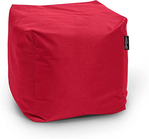 BuBiBag Sitzpouf für Outdoor Sitzsack, Fußhocker ideal für Gaming Sitzsäcke, Wetterfest, Outdoor Pouf (35x35x35cm, Rot) von BuBiBag