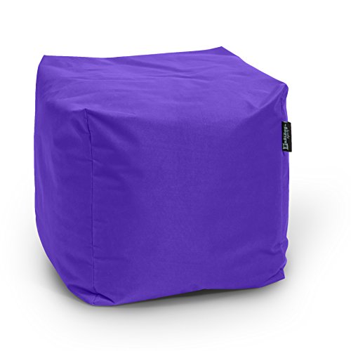 BuBiBag Sitzpouf für Outdoor Sitzsack, Fußhocker ideal für Gaming Sitzsäcke, Wetterfest, Outdoor Pouf (45x45x45cm, Lila) von BuBiBag