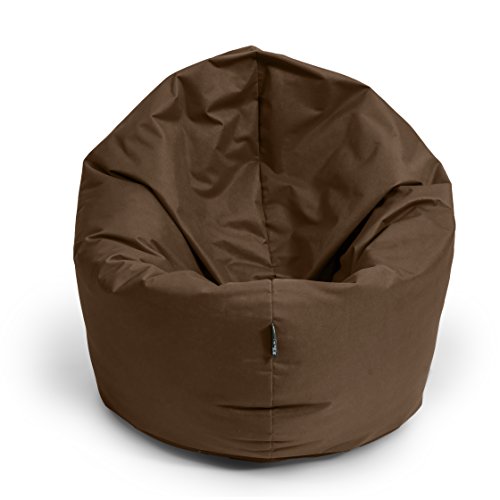 BuBiBag Sitzsack 2-in-1 Funktionen mit Füllung Sitzkissen Bodenkissen Kissen Sessel BeanBag (125cm Durchmesser, braun) von BuBiBag