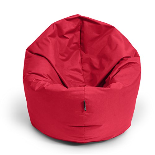 BuBiBag Sitzsack 2-in-1 Funktionen mit Füllung Sitzkissen Bodenkissen Kissen Sessel BeanBag (125cm Durchmesser, rot) von BuBiBag