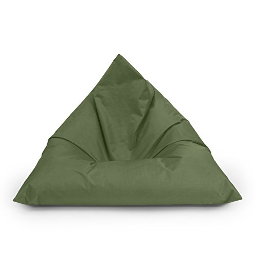 BuBiBag Sitzsack Dreieck Beanbag Sitzkissen für In & Outdoor 100x70x70cm bis 160x120x120cm mit Styropor Füllung in 23 versch. Farben (145cm x 100cm x 100cm, Khaki) von BuBiBag