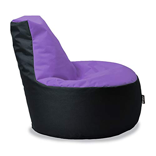 BuBiBag Sitzsack Gamer Junior Sessel Sofa Sitzkissen Sitzmöbel Beanbag Sitz-Kissen für Kinder (55 cm Durchmesser, Flieder-Schwarz) von BuBiBag