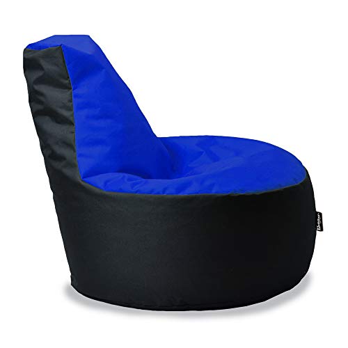 BuBiBag Sitzsack Gamer Junior Sessel Sofa Sitzkissen Sitzmöbel Beanbag Sitz-Kissen für Kinder (55 cm Durchmesser,Blau-Schwarz) von BuBiBag