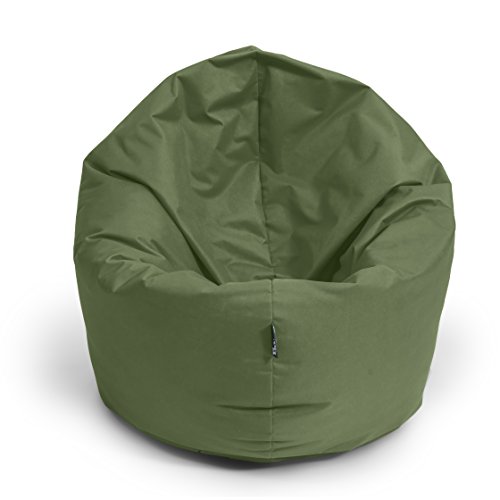 BuBiBag Sitzsack L - XXL 2 in 1 mit Füllung Sitzkissen Topfenform Bodenkissen Kissen Sessel BeanBag (125 cm Durchmesser, Khaki) von BuBiBag