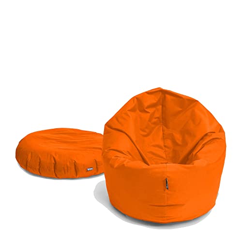 BuBiBag Sitzsack für Kinder & Erwachsene - Indoor und OutdoorSitzsäcke, Sitzkissen oder als Gaming Sitzsack, geliefert mit Füllung (125 cm Durchmesser, Neonorange) von BuBiBag