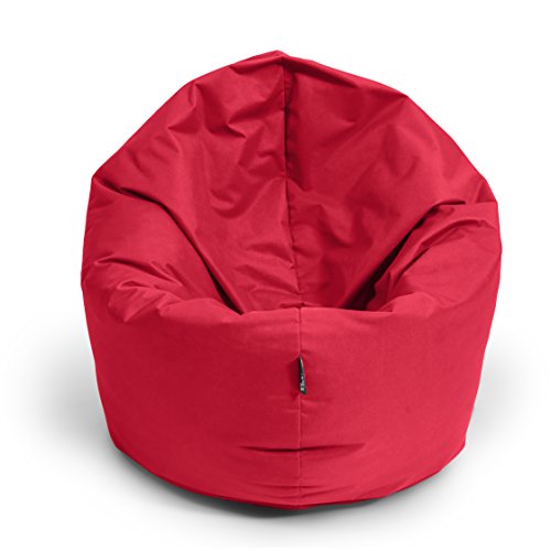 BuBiBag Sitzsack L - XXL 2 in 1 mit Füllung Sitzkissen Topfenform Bodenkissen Kissen Sessel BeanBag (125 cm Durchmesser, rot) von BuBiBag