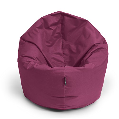 BuBiBag Sitzsack L - XXL 2 in 1 mit Füllung Sitzkissen Topfenform Bodenkissen Kissen Sessel BeanBag (125 cm Durchmesser, weinrot) von BuBiBag