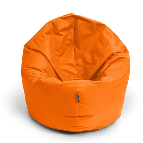 BuBiBag Sitzsack M - XXL 2-in-1 Funktionen mit Füllung Sitzkissen Bodenkissen Kissen Sessel BeanBag (100cm Durchmesser, orange) von BuBiBag