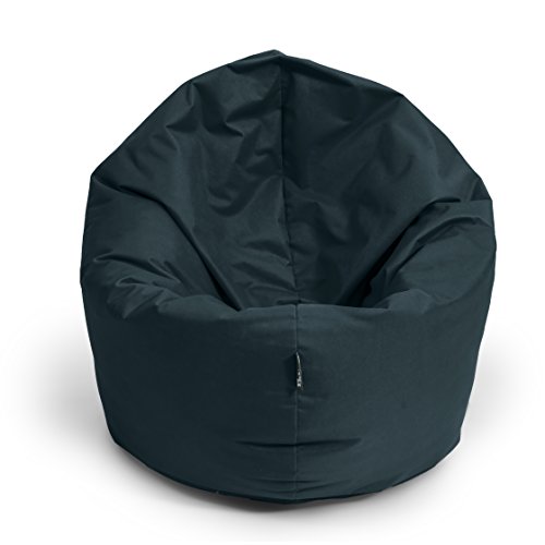 BuBiBag Sitzsack M - XXL 2-in-1 Funktionen mit Füllung Sitzkissen Bodenkissen Kissen Sessel BeanBag (100cm Durchmesser, schwarz) von BuBiBag