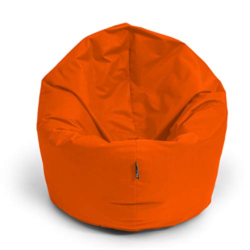 BuBiBag Sitzsack M - XXL 2-in-1 Funktionen mit Füllung Sitzkissen Bodenkissen Kissen Sessel BeanBag (125cm Durchmesser, Neonorange) von BuBiBag