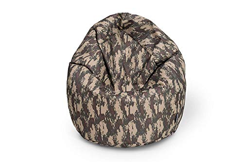 BuBiBag Sitzsack für Kinder und Jugendliche - Indoor und Outdoor Sitzkissen oder als Gaming Sitzsack, geliefert mit Füllung (70 cm Durchmesser, Camouflage) von BuBiBag