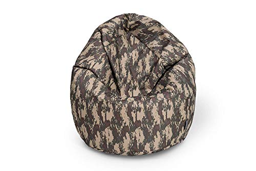 BuBiBag Sitzsack für Kinder und Jugendliche - geeignet als Bodenkissen, Sitzkissen oder als Gaming Sitzsack, geliefert mit Füllung (70 cm Durchmesser, Camouflage) von BuBiBag