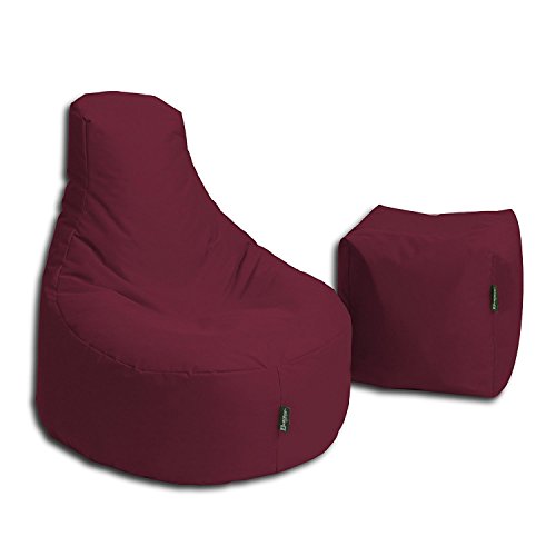 BuBiBag Sitzsack Stillkissen Set Kissen Lounge Gamer Sitzsack Sessel original Sitzkissen In & Outdoor geeignet fertig befüllt in 32 Farben (weinrot) von BuBiBag