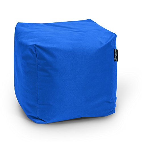 Sitzpouf für Outdoor Sitzsack, Fußhocker ideal für Gaming Sitzsäcke, Wetterfest, Outdoor Pouf (45x45x45cm, Blau) von BuBiBag