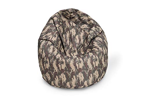 BuBiBag Sitzsack für Kinder in Tropfenform mit ÖKOTEX 100 - Outdoor Sitzsack oder als Indoor Gaming Sitzsack, Kindersitzsack für das Kinderzimmer, gefüllt mit EPS-Perlen (Camouflage) von BuBiBag