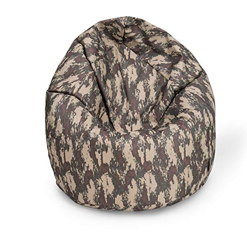 BuBiBag Sitzsack für Kinder in Tropfenform mit ÖKOTEX 100 - Outdoor Sitzsack oder als Indoor Gaming Sitzsack, Kindersitzsack für das Kinderzimmer, gefüllt mit EPS-Perlen (Camouflage) von BuBiBag