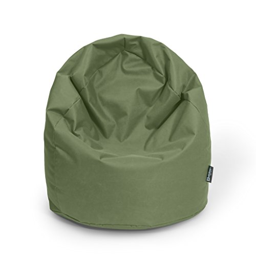 BuBiBag Sitzsack für Kinder in Tropfenform mit ÖKOTEX 100 - Outdoor Sitzsack oder als Indoor Gaming Sitzsack, Kindersitzsack für das Kinderzimmer, gefüllt mit EPS-Perlen (Khaki) von BuBiBag