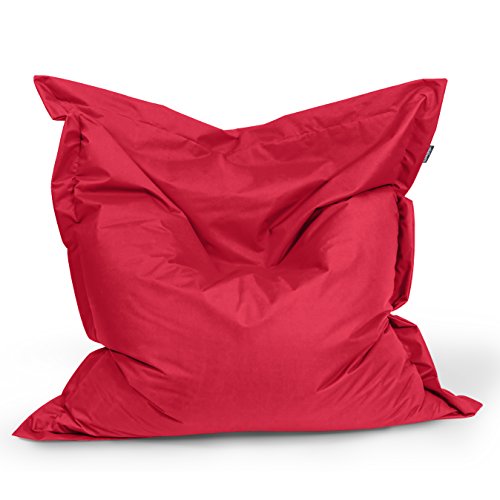 BuBiBag Sitzsack - rechteckiges Bodenkissen - 180x145 cm in 32 versch. Farben - Beanbag für Indoor und Outdoor (rot) von BuBiBag
