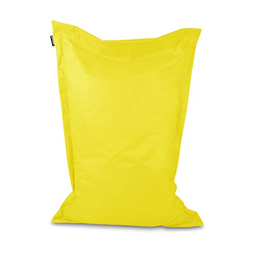 BuBiBag Sitzsack - rechteckiges Bodenkissen in 28 Farben und 7 Varianten - Outdoor Sitzsäcke Indoor Beanbag für Kinder und Erwachsene (Gelb-150x100 cm) von BuBiBag