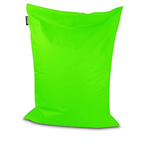 BuBiBag Sitzsack - rechteckiges Bodenkissen in 28 Farben und 7 Varianten - Outdoor Sitzsäcke Indoor Beanbag für Kinder und Erwachsene (Neongrün-100x70 cm) von BuBiBag
