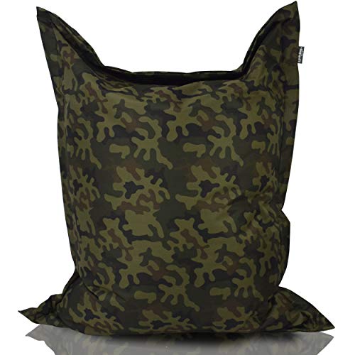 BuBiBag Sitzsack - rechteckiges Bodenkissen in 31 Farben und versch. Größen - Outdoor Sitzsäcke Indoor Beanbag für Kinder und Erwachsene (Camouflage-160x145cm, 390L) von BuBiBag