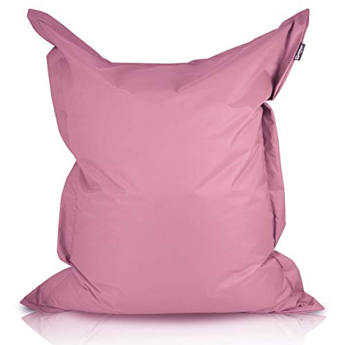 BuBiBag Sitzsack - rechteckiges Bodenkissen in 31 Farben und versch. Größen - Outdoor Sitzsäcke Indoor Beanbag für Kinder und Erwachsene (Puderrosa-145x100cm, 320L) von BuBiBag