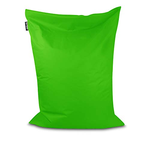 BuBiBag Sitzsack - rechteckiges Bodenkissen ohne Rand in 32 Farben und 3 Größen - Outdoor Sitzsäcke Indoor Beanbag für Kinder und Erwachsene (Apfelgrün-100x70 cm) von BuBiBag