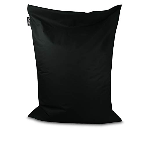 BuBiBag Sitzsack - rechteckiges Bodenkissen ohne Rand in 32 Farben und 3 Größen - Outdoor Sitzsäcke Indoor Beanbag für Kinder und Erwachsene (Schwarz-100x70 cm) von BuBiBag