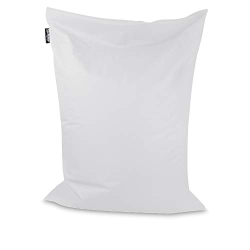BuBiBag Sitzsack - rechteckiges Bodenkissen ohne Rand in 32 Farben und 3 Größen - Outdoor Sitzsäcke Indoor Beanbag für Kinder und Erwachsene (Weiß-150x100 cm) von BuBiBag