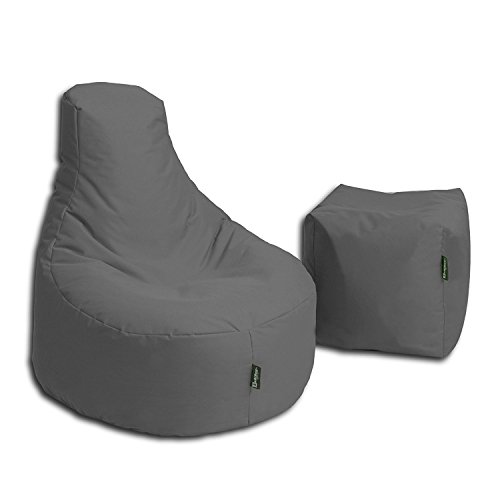 BuBiBag Sitzsack Stillkissen Set Kissen Lounge Gamer Sitzsack Sessel original Sitzkissen In & Outdoor geeignet fertig befüllt in 32 Farben (anthrazit) von BuBiBag