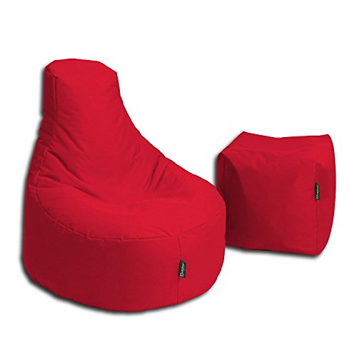 BuBiBag Sitzsack Stillkissen Set Kissen Lounge Gamer Sitzsack Sessel original Sitzkissen In & Outdoor geeignet fertig befüllt in 32 Farben (rot) von BuBiBag