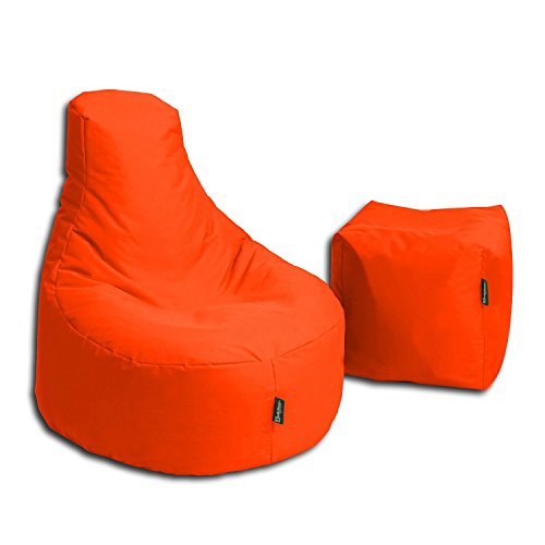 BuBiBag Sitzsack Stillkissen Set Kissen Lounge Gamer Sitzsack Sessel original Sitzkissen In & Outdoor geeignet fertig befüllt in 32 Farben (Neonorange) von BuBiBag