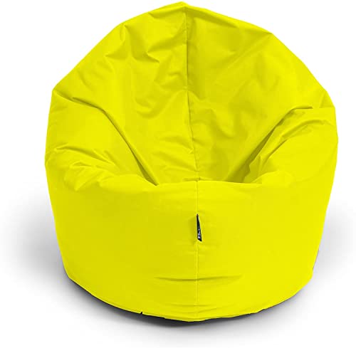 BuBiBag Sitzsack für Kinder und Jugendliche Kinder, Sitzkissen oder als Gaming Sitzsack, geliefert mit Füllung (70 cm Durchmesser, Gelb) von BuBiBag