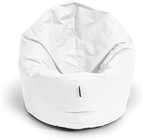 BuBiBag Sitzsack für Kinder und Jugendliche Kinder, Sitzkissen oder als Gaming Sitzsack, geliefert mit Füllung (70 cm Durchmesser, Weiß) von BuBiBag