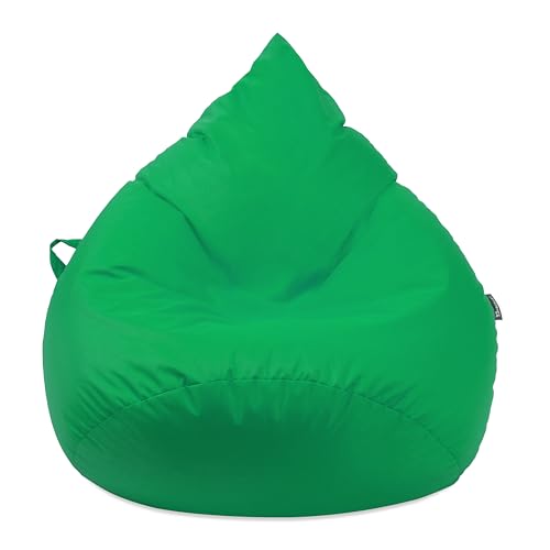 Droplet-Lounge Tropfenform Sitzsack mit Füllung | für Kinder Erwachsene | Indoor & Outdoor geeignet | Wasser-& Schmutzabweisend | Sitzkissen Bodenkissen Beanbag (3XL Durchmesser 90 cm, Apfelgrün) von BuBiBag