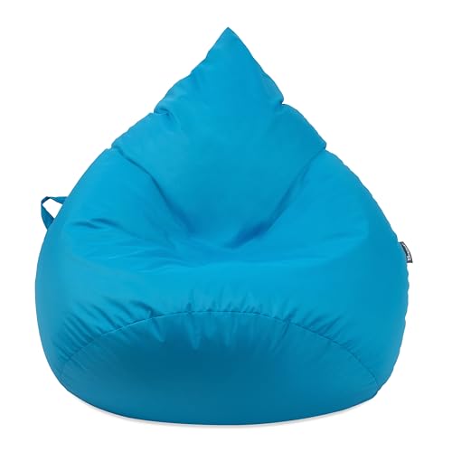 Droplet-Lounge Tropfenform Sitzsack mit Füllung | für Kinder Erwachsene | Indoor & Outdoor geeignet | Wasser-& Schmutzabweisend | Sitzkissen Bodenkissen Beanbag (3XL Durchmesser 90 cm, Königsblau) von BuBiBag