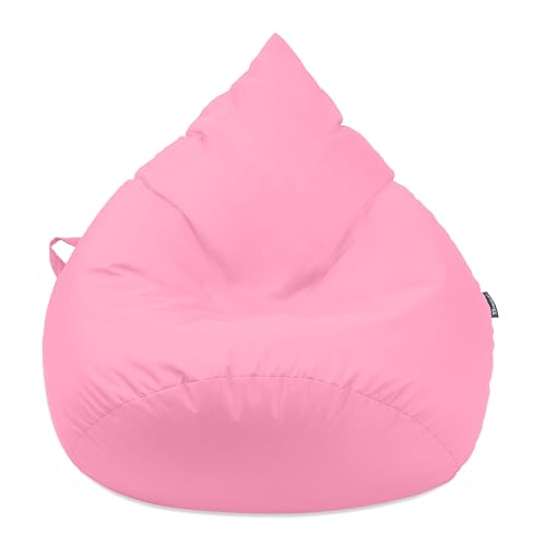 Droplet-Lounge Tropfenform Sitzsack mit Füllung | für Kinder Erwachsene | Indoor & Outdoor geeignet | Wasser-& Schmutzabweisend | Sitzkissen Bodenkissen Beanbag (3XL Durchmesser 90 cm, Puderrosa) von BuBiBag