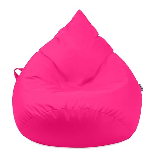 Droplet-Lounge Tropfenform Sitzsack mit Füllung | für Kinder Erwachsene | Indoor & Outdoor geeignet | Wasser-& Schmutzabweisend | Sitzkissen Bodenkissen Beanbag (3XL Durchmesser 90 cm, Pink) von BuBiBag