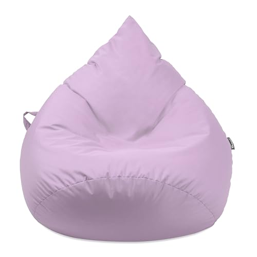 Droplet-Lounge Tropfenform Sitzsack mit Füllung | für Kinder Erwachsene | Indoor & Outdoor geeignet | Wasser-& Schmutzabweisend | Sitzkissen Bodenkissen Beanbag (XL Durchmesser 70 cm, Flieder) von BuBiBag