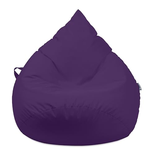 Droplet-Lounge Tropfenform Sitzsack mit Füllung | für Kinder Erwachsene | Indoor & Outdoor geeignet | Wasser-& Schmutzabweisend | Sitzkissen Bodenkissen Beanbag (XL Durchmesser 70 cm, Lila) von BuBiBag