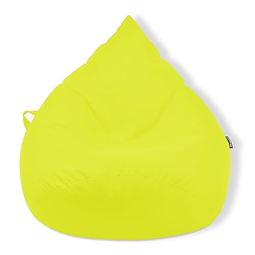 Droplet-Lounge Tropfenform Sitzsack mit Füllung | für Kinder Erwachsene | Indoor & Outdoor geeignet | Wasser-& Schmutzabweisend | Sitzkissen Bodenkissen Beanbag (XL Durchmesser 70 cm, Lime) von BuBiBag