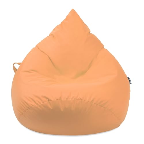 Droplet-Lounge Tropfenform Sitzsack mit Füllung | für Kinder Erwachsene | Indoor & Outdoor geeignet | Wasser-& Schmutzabweisend | Sitzkissen Bodenkissen Beanbag (XL Durchmesser 70 cm, Orange) von BuBiBag