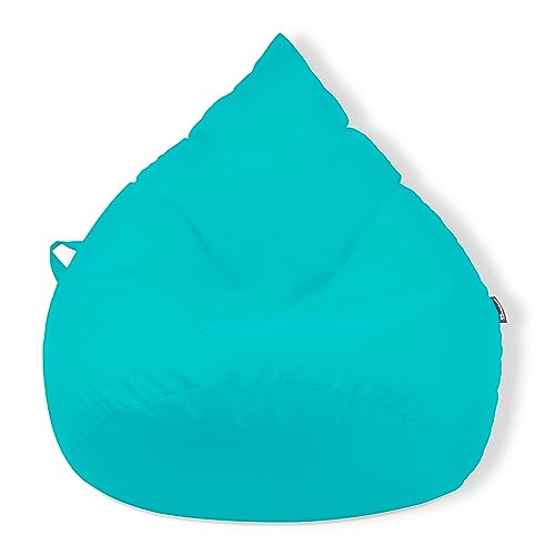 Droplet-Lounge Tropfenform Sitzsack mit Füllung | für Kinder Erwachsene | Indoor & Outdoor geeignet | Wasser-& Schmutzabweisend | Sitzkissen Bodenkissen Beanbag (XL Durchmesser 70 cm, Türkis) von BuBiBag