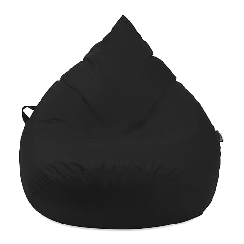 Droplet-Lounge Tropfenform Sitzsack mit Füllung | für Kinder Erwachsene | Indoor & Outdoor geeignet | Wasser-& Schmutzabweisend | Sitzkissen Bodenkissen Beanbag (XXL Durchmesser 80 cm, Anthrazit) von BuBiBag