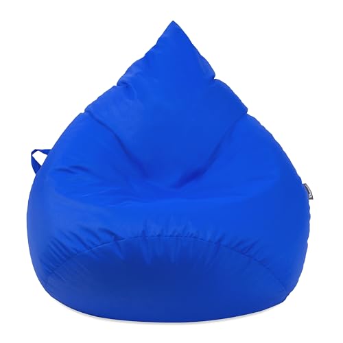 Droplet-Lounge Tropfenform Sitzsack mit Füllung | für Kinder Erwachsene | Indoor & Outdoor geeignet | Wasser-& Schmutzabweisend | Sitzkissen Bodenkissen Beanbag (XXL Durchmesser 80 cm, Blau) von BuBiBag